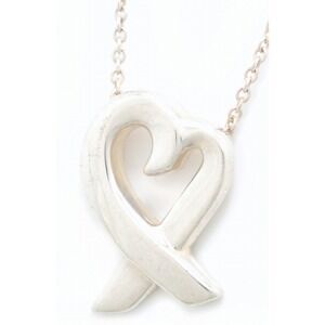 TIFFANY Co Paloma Picasso Loving Heart Necklace Pendant Silver Blumin Morita